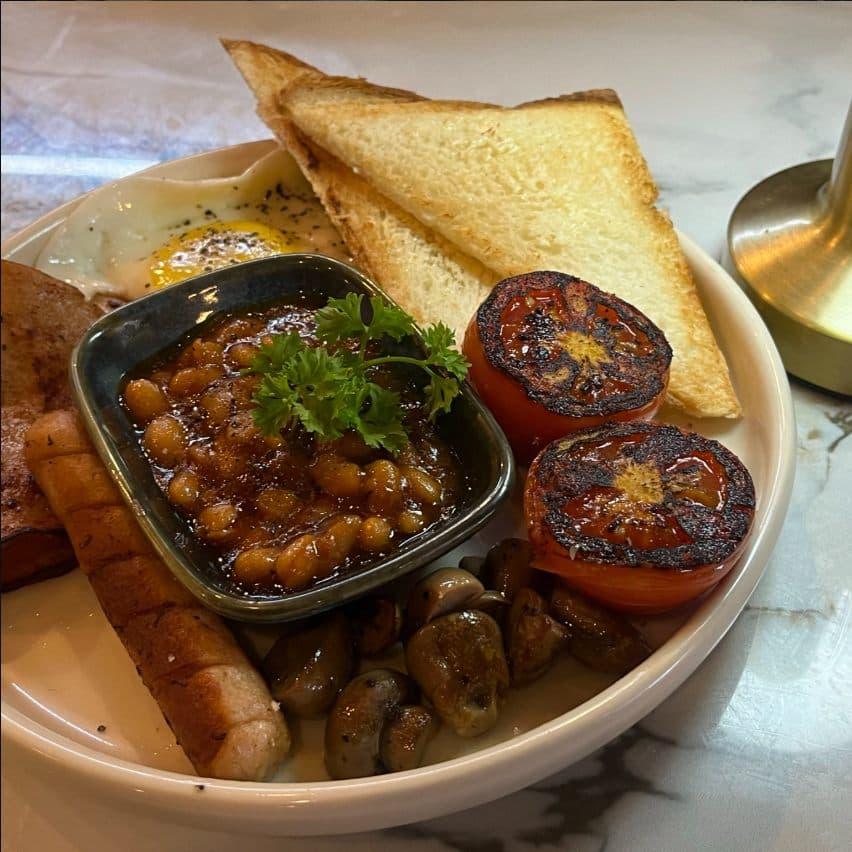 A slow brunch plate with toast and eggs